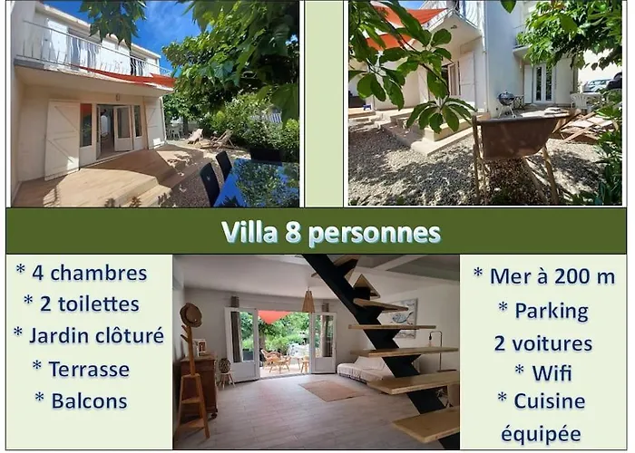 Villa 8 Pers, 4 Ch, Jardin, Clim 200M De La Plage