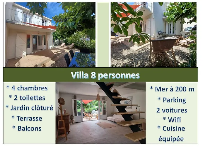 Villa 8 Pers, 4 Ch, Jardin, Clim 200M De La Plage